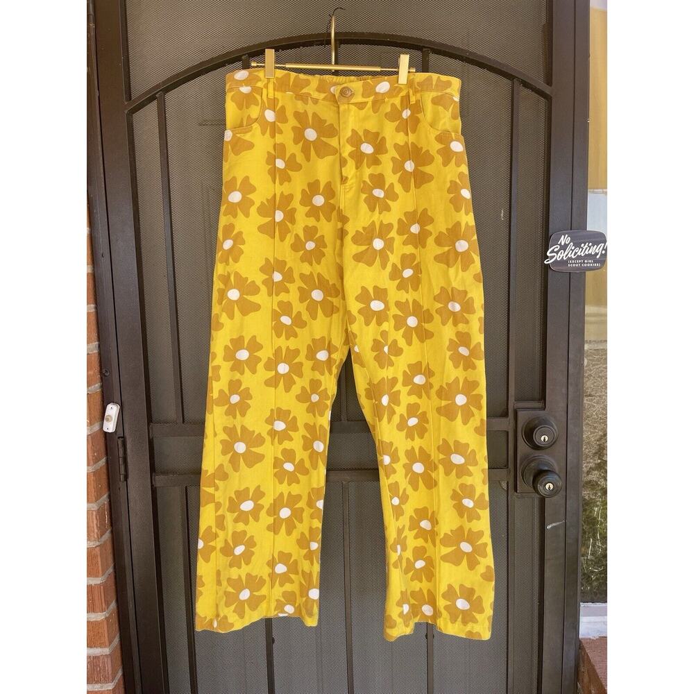 Big Bud Press Bright Yellow Flower Power Western Pants XL